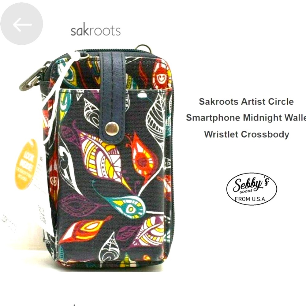 Sakroots Artist Circle Smartphone Midnight Wallet Wristlet Crossbody